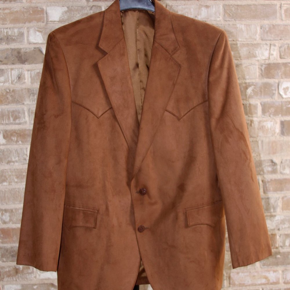 Men's Circle S of Dallas MicroSuede Sport Coat Blazer Chestnut Jacket Size 42R